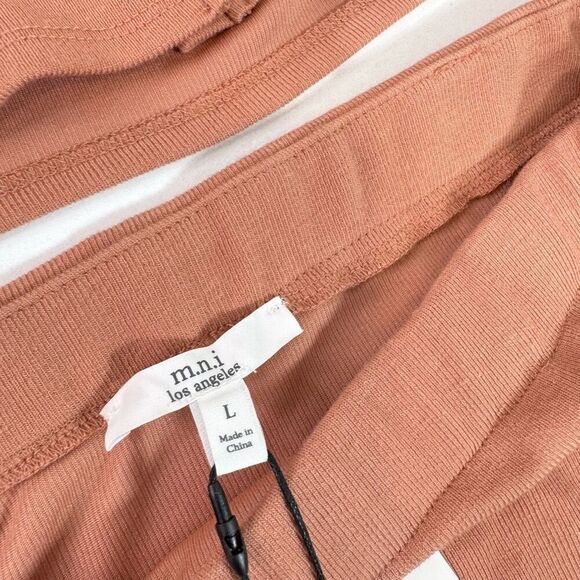 m.n.i. Los Angeles Top Skirt Set Womens Large Tan Mini Cropped New Babydoll - Picture 2 of 11